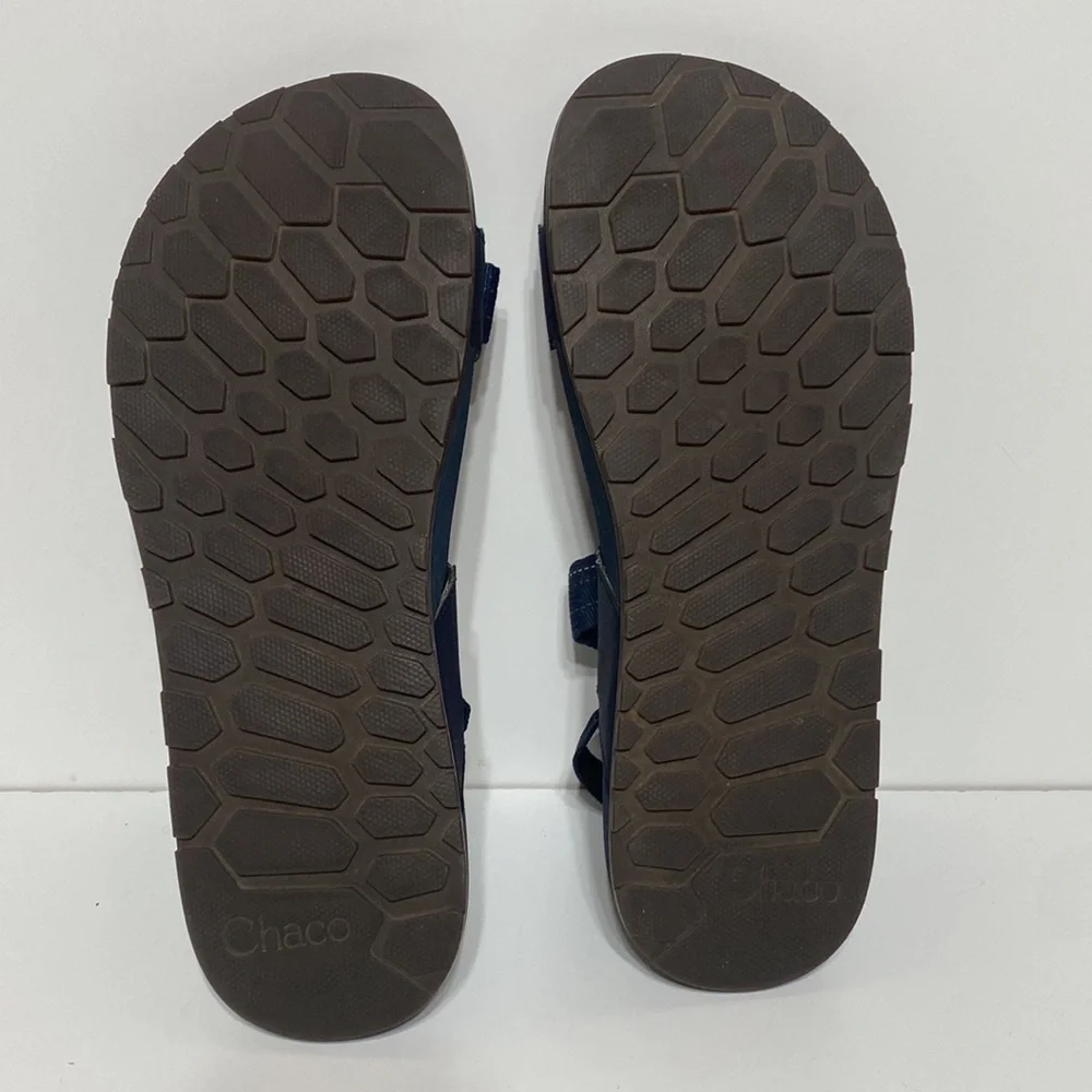 Chaco Low Down Outdoor Hiking Sandals in Blue and Orange Stripes